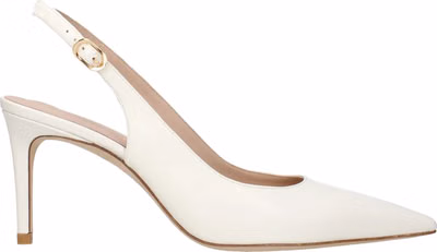 Beige Leather High Heel Pumps