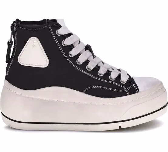 R13 Black Cotton Platform Sneakers