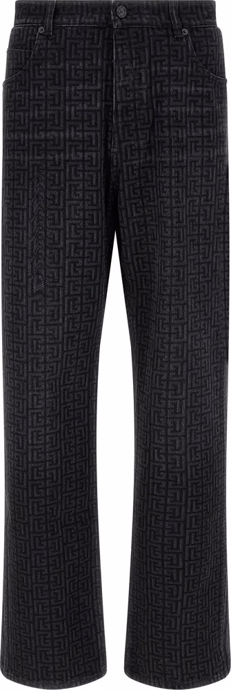 Balmain Black Cotton Straight-Leg Jeans