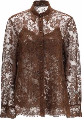 Brown Polyester Pattern Shirt