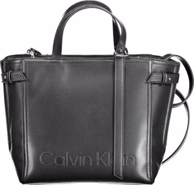 Black Polyester Women Handbag