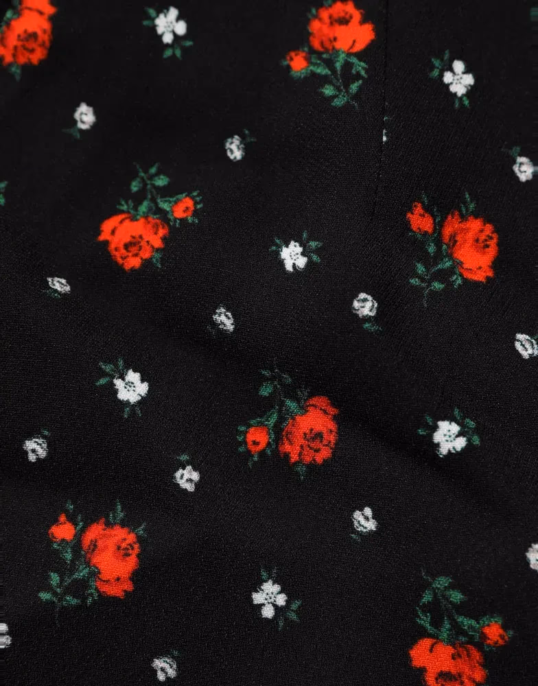 Dolce & Gabbana Black Floral High Rise Women Hot Pants Shorts