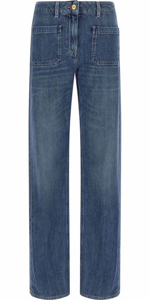 Elisabetta Franchi Blue Cotton Straight-Leg Jeans