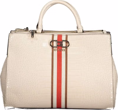 Beige Polyurethane Women Handbag