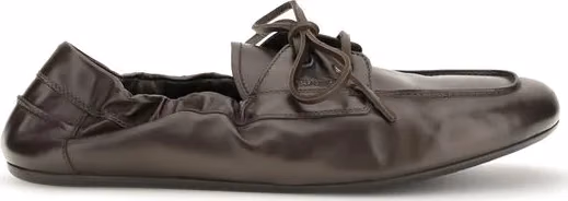 Prada Brown Calf Leather Bos Taurus Slip-On Loafers