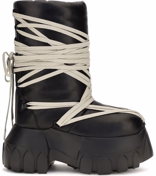 Rick Owens Black Calf Leather Bos Taurus Lace-Up Boots
