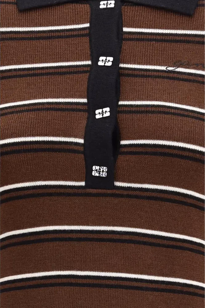 Ganni Brown Wool Oves Aries Dress Shirt