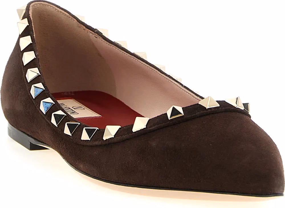 Valentino Garavani Brown Calfskin Ballet Flats