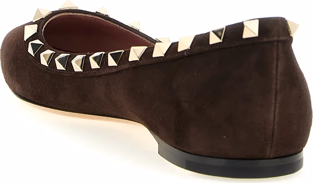 Valentino Garavani Brown Calfskin Ballet Flats
