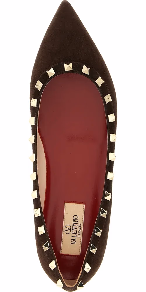 Valentino Garavani Brown Calfskin Ballet Flats