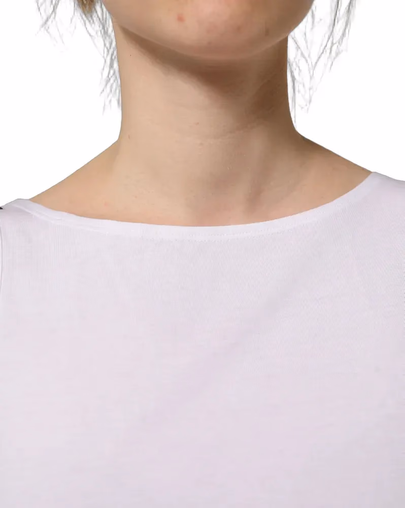 Dolce & Gabbana White Cotton Sleeveless Cropped Tank Top