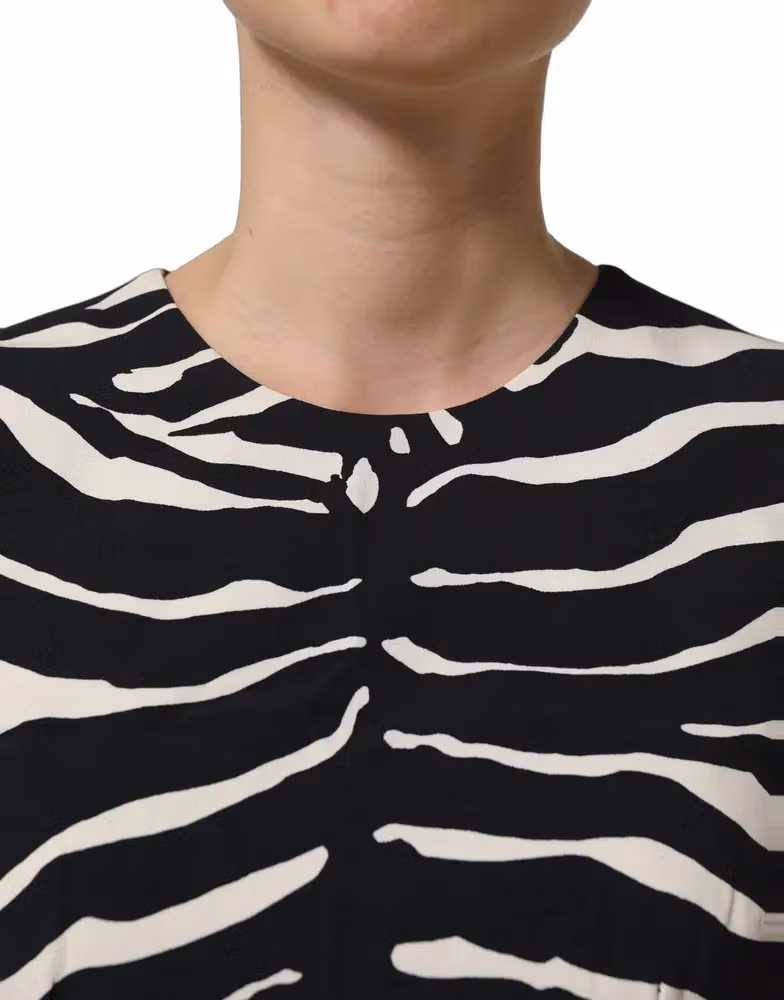 Dolce & Gabbana Black White Zebra Sleeveless Cropped Tank Top