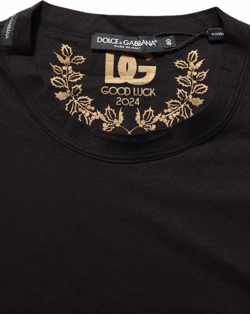 Dolce & Gabbana Black Cotton Crew Neck Short Sleeves T-shirt