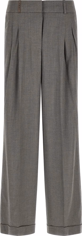 Peserico Gray Virgin Wool Casual Pants