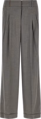 Gray Virgin Wool Casual Pants