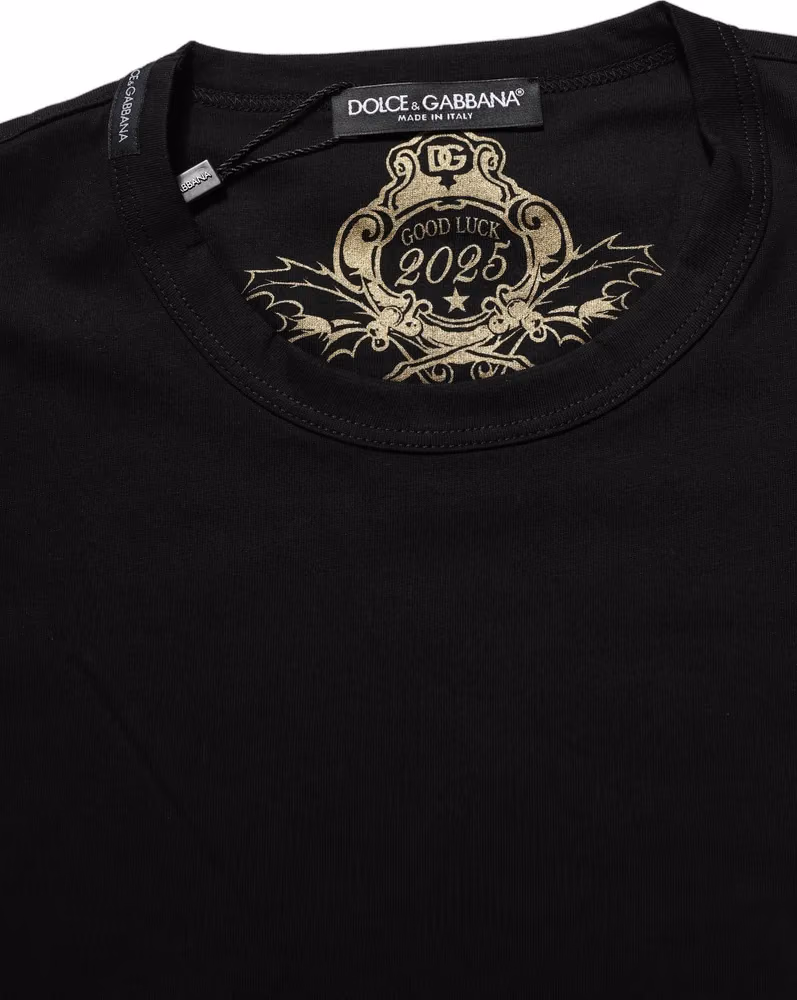 Dolce & Gabbana Black Cotton Crew Neck Short Sleeves T-shirt
