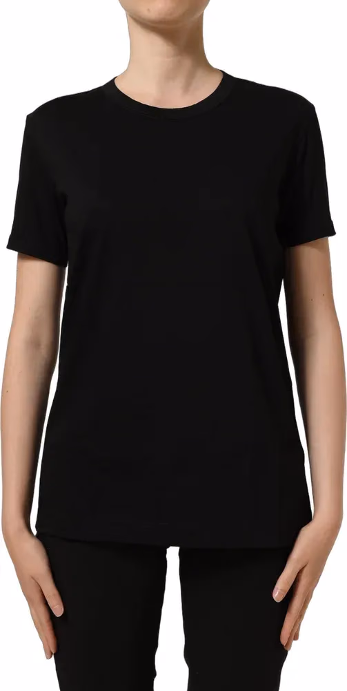 Dolce & Gabbana Black Cotton Crew Neck Short Sleeves T-shirt