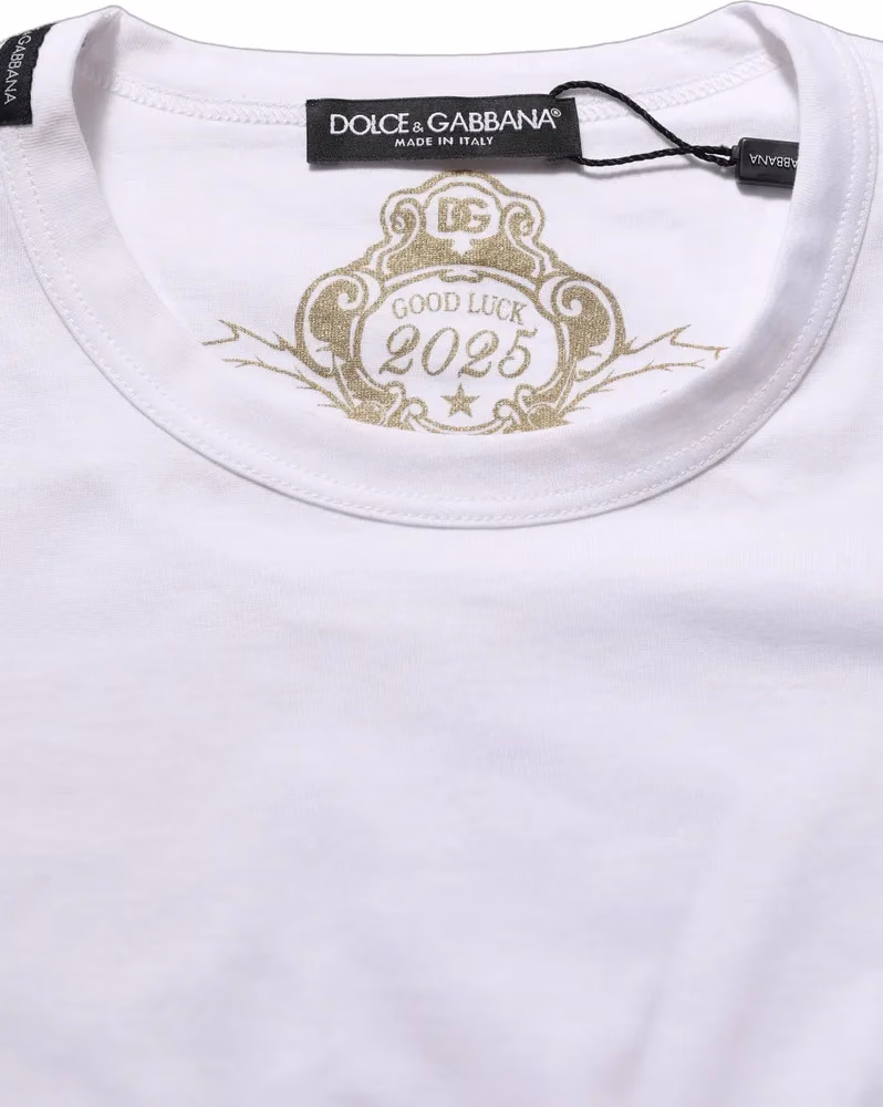 Dolce & Gabbana White Cotton Crew Neck Short Sleeves T-shirt