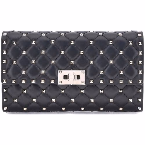 Valentino Garavani Black Calf Leather Bos Taurus Shoulder Bag