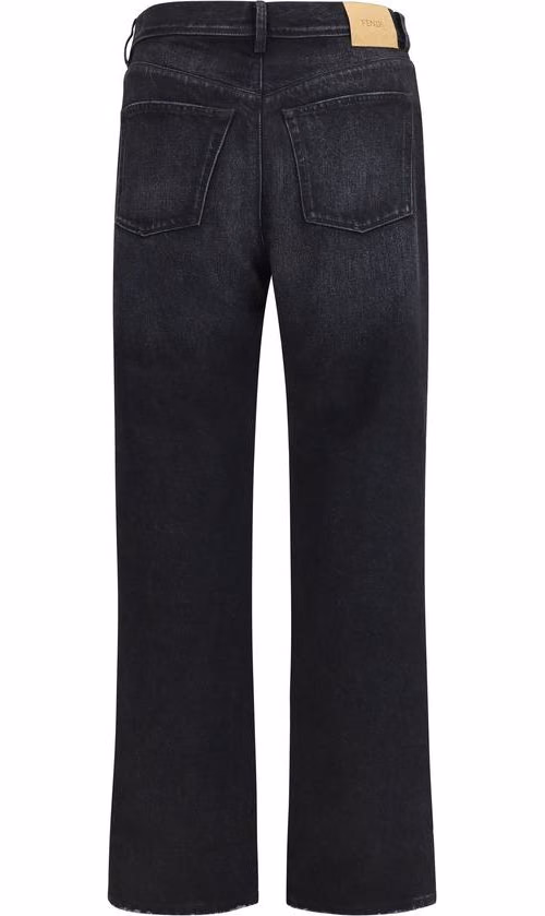 Fendi Black Cotton Straight-Leg Jeans