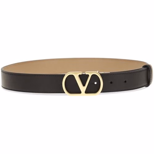 Valentino Garavani Black Calf Leather Bos Taurus Regular Belt
