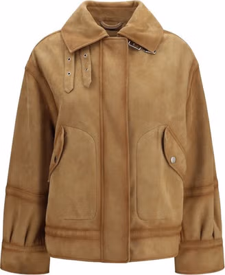 Brown Leather Bomber