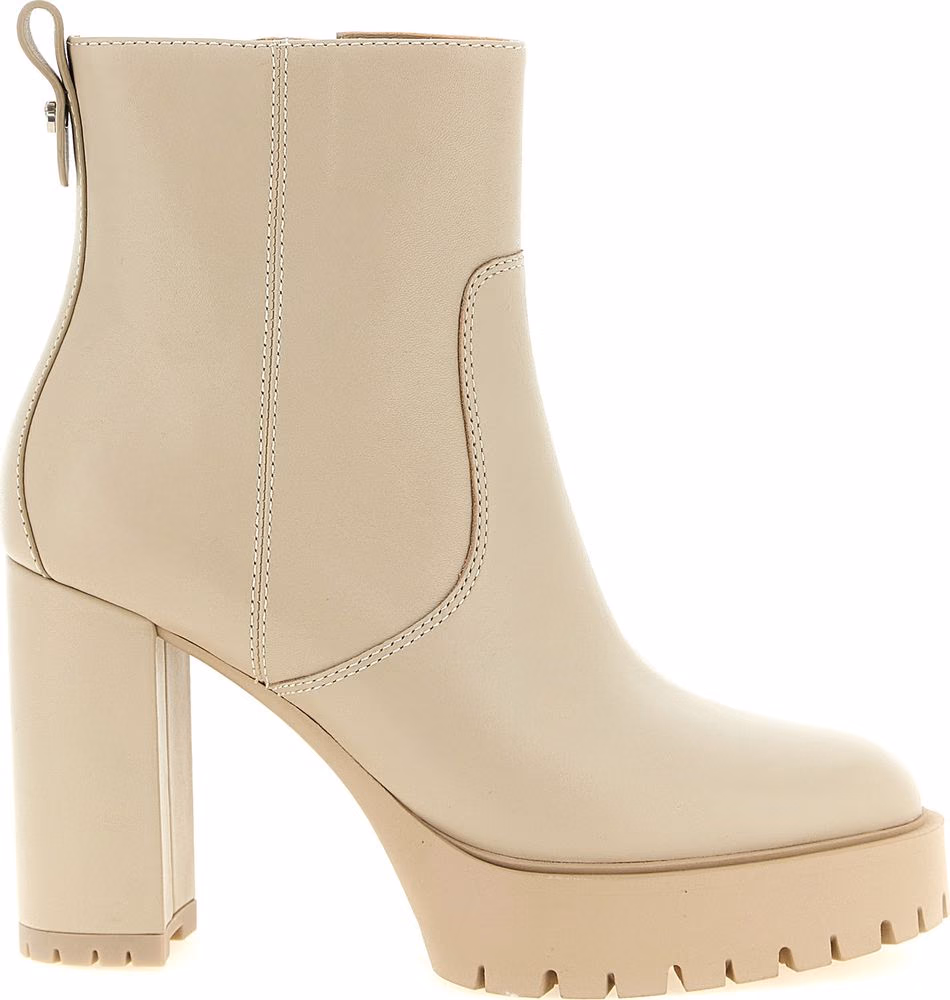 PINKO White Cowhide Ankle Boots