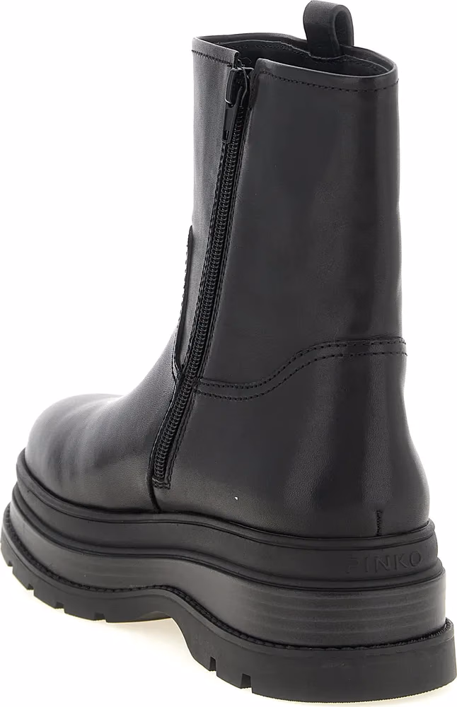 PINKO Black Cowhide Ankle Boots