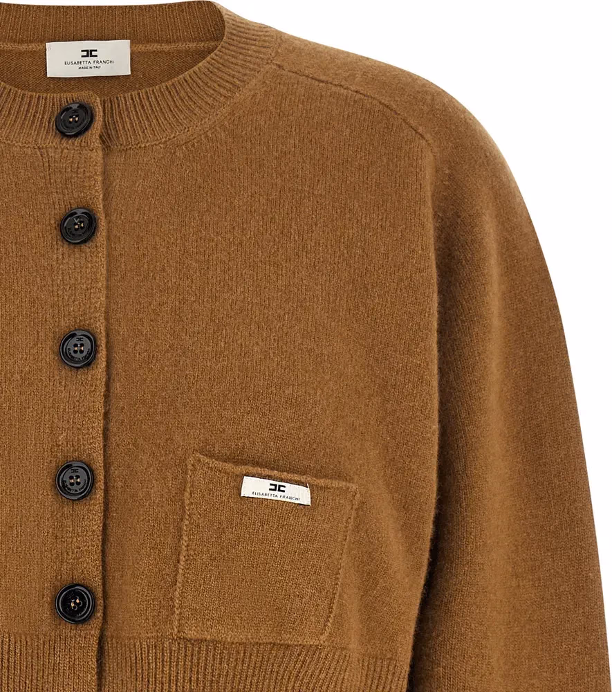 Elisabetta Franchi Brown Wool Cardigan