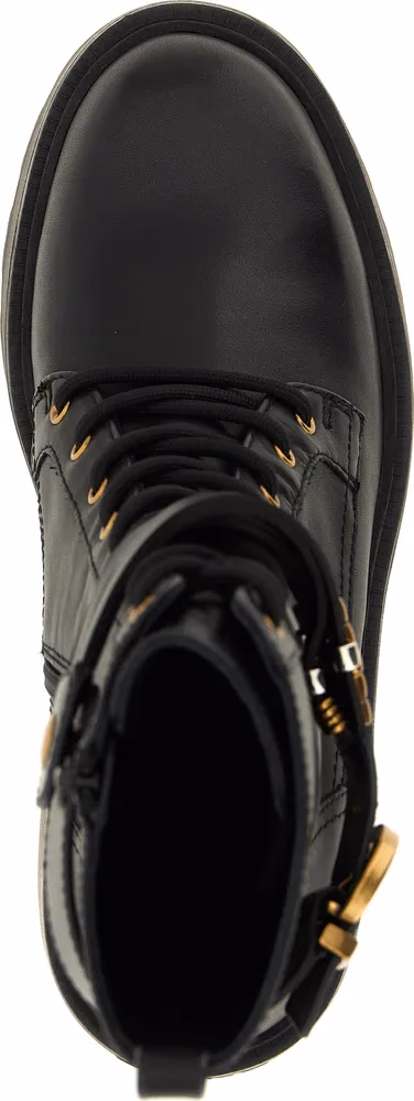 PINKO Black Cowhide Lace-Up Boots