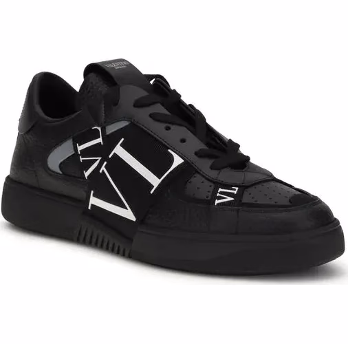 Valentino Garavani Black Calf Leather Bos Taurus Athletic Sneakers
