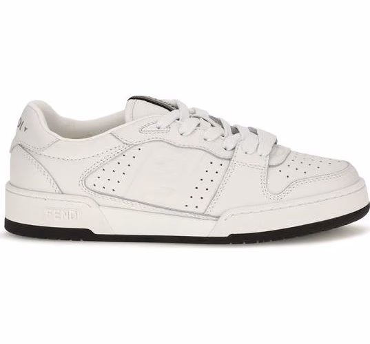 Fendi White Calf Leather Bos Taurus Athletic Sneakers