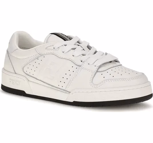 Fendi White Calf Leather Bos Taurus Athletic Sneakers