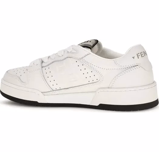 Fendi White Calf Leather Bos Taurus Athletic Sneakers