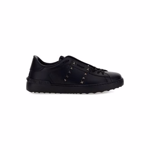 Valentino Garavani Black Calf Leather Bos Taurus Athletic Sneakers