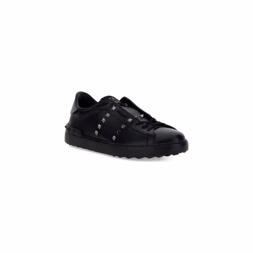 Valentino Garavani Black Calf Leather Bos Taurus Athletic Sneakers