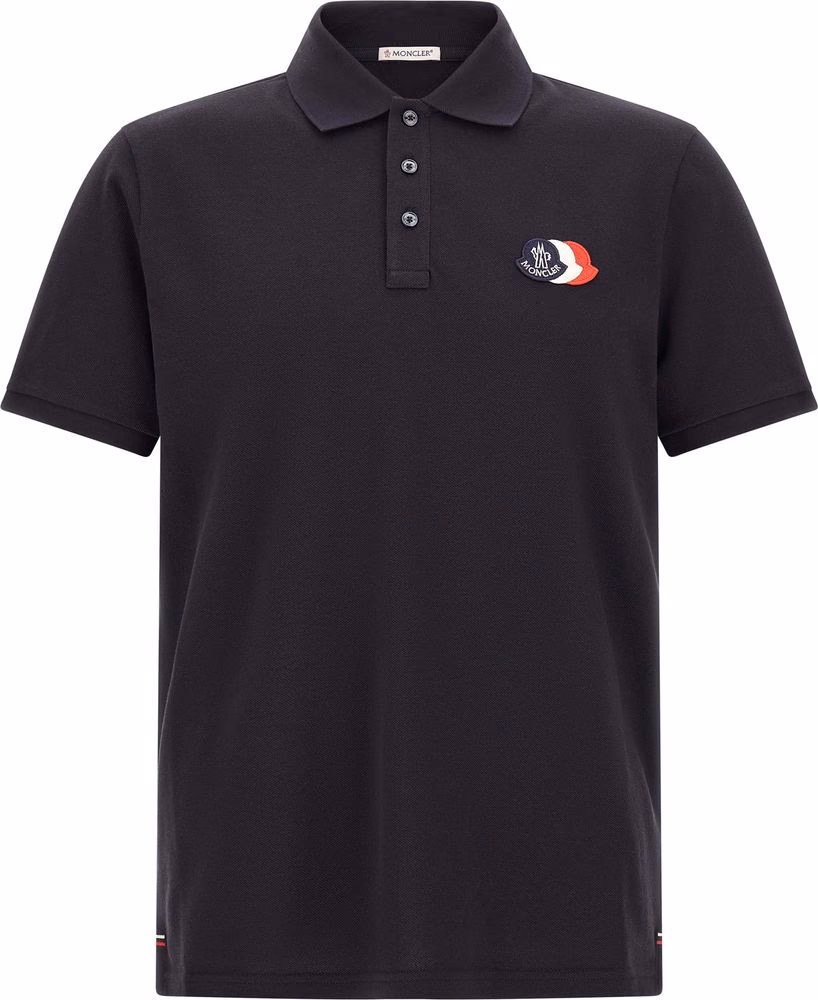 Moncler Blue Cotton Polo Shirt