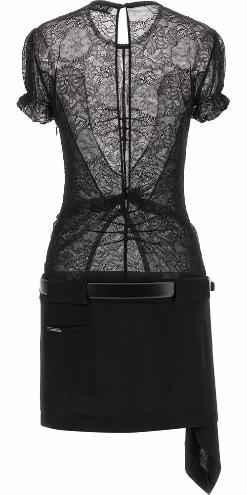The Attico Black Polyamide Short Dress