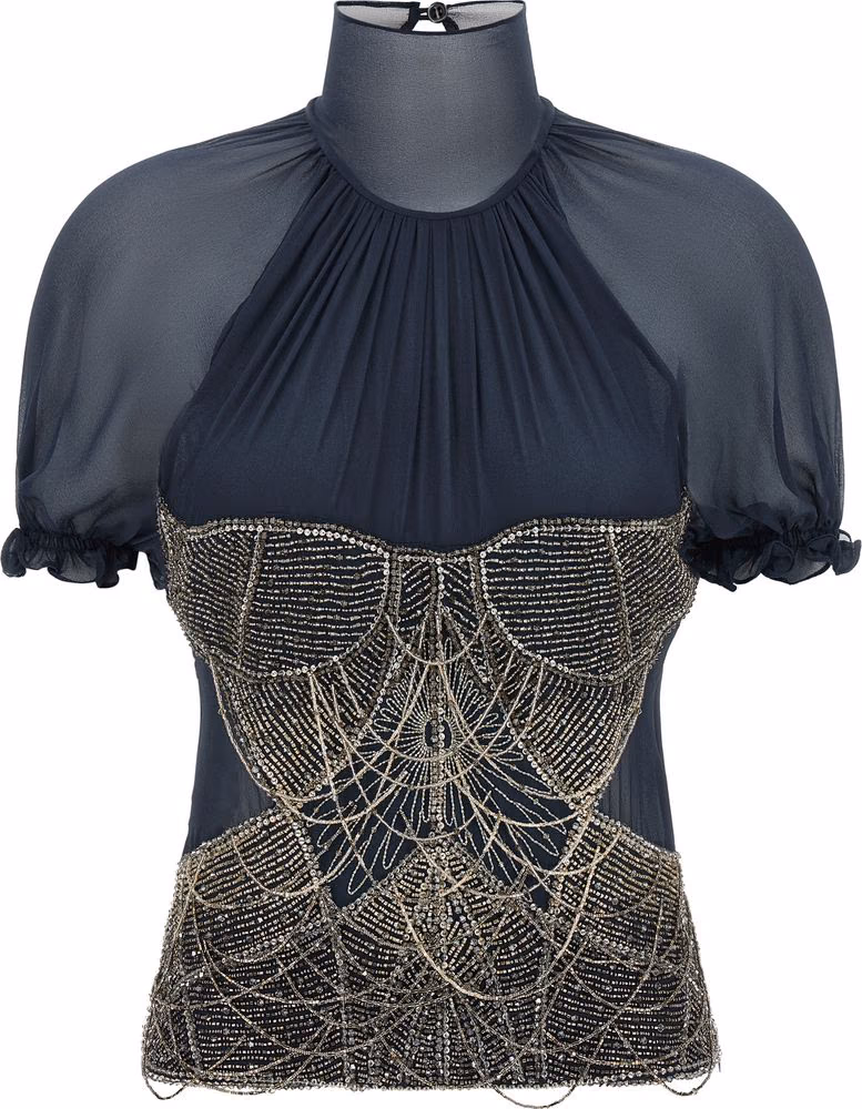 The Attico Blue Silk Tank Tops