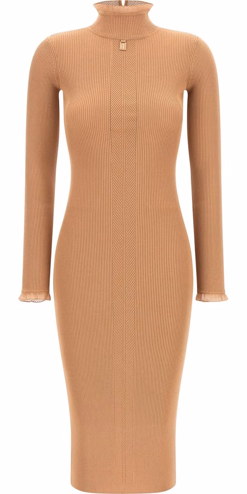 Elisabetta Franchi Beige Viscose Midi Dress