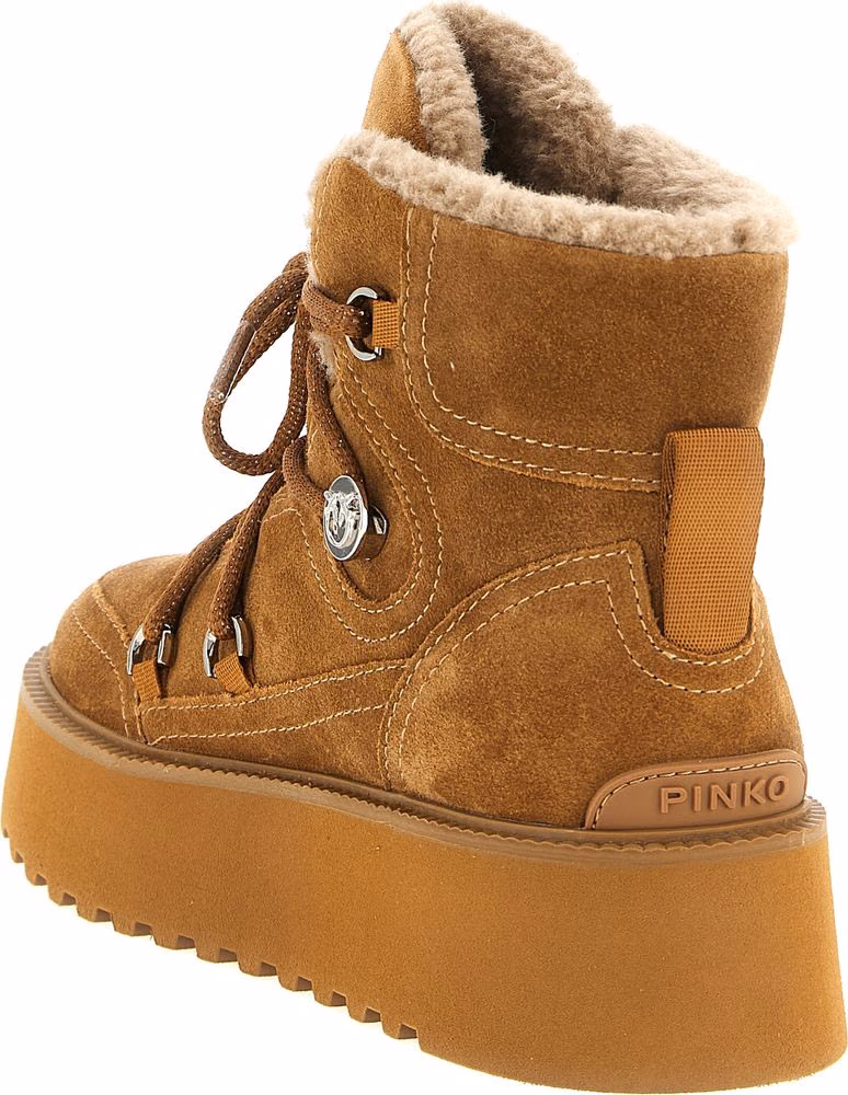 PINKO Brown Cowhide Flat Boots