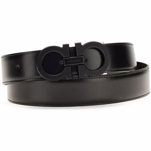Ferragamo Black Calf Leather Bos Taurus Regular Belt