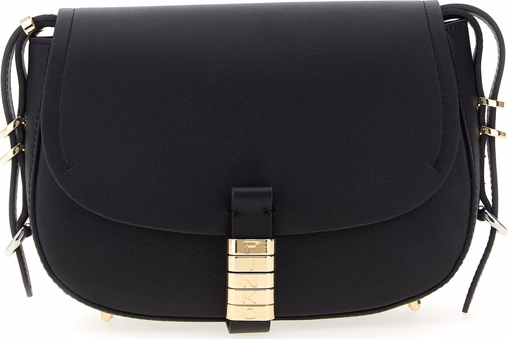 PINKO Black Calfskin Crossbody Bag