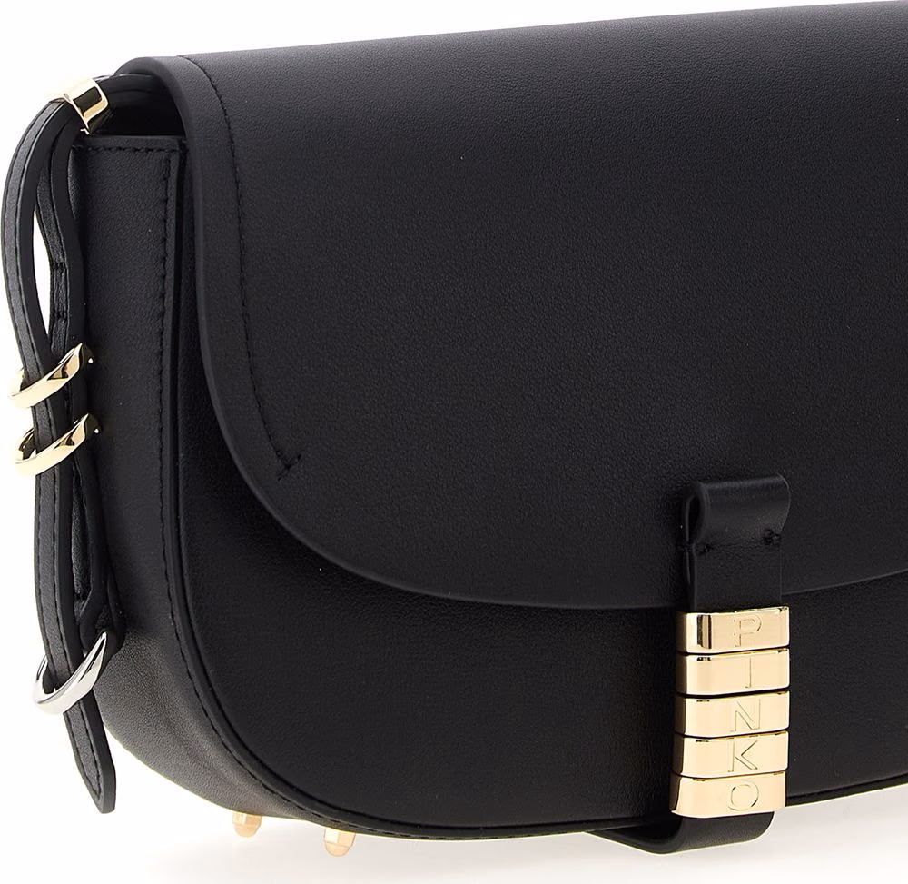 PINKO Black Calfskin Crossbody Bag