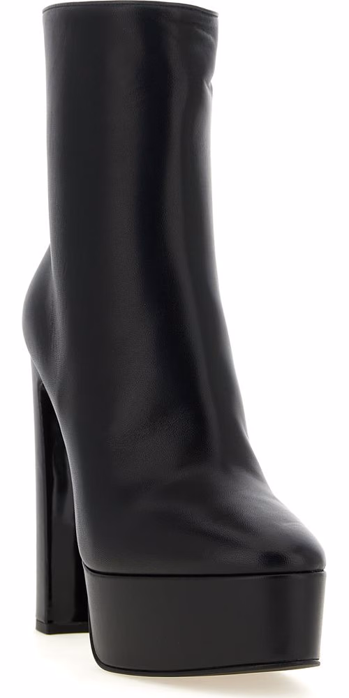 LE SILLA Black Lamb Leather Ankle Boots