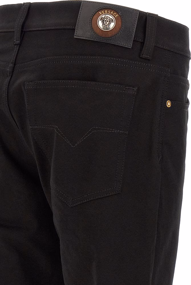 Versace Black Cotton Straight-Leg Jeans
