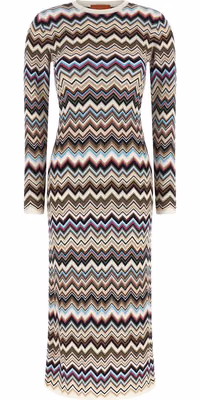 Multicolor Viscose Midi Dress