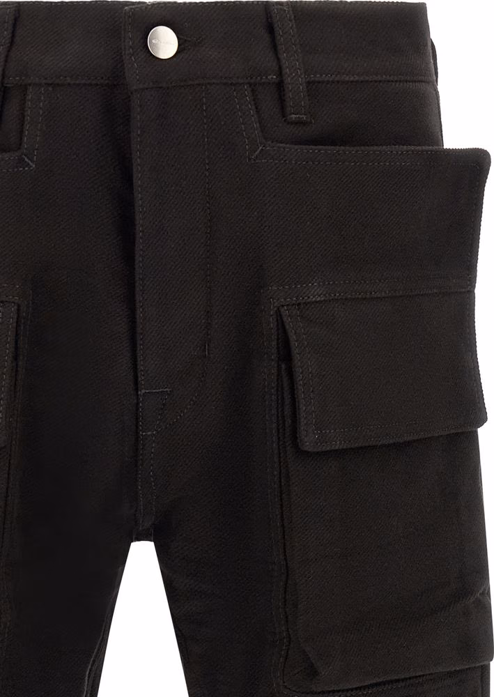 Rick Owens Black Cotton Cargo Pants