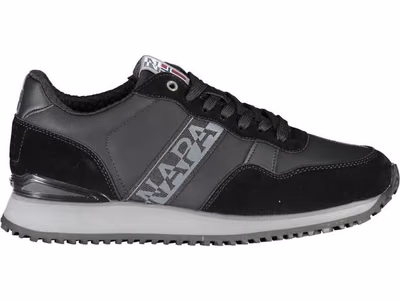 Sleek Black Contrast Lace Sneakers