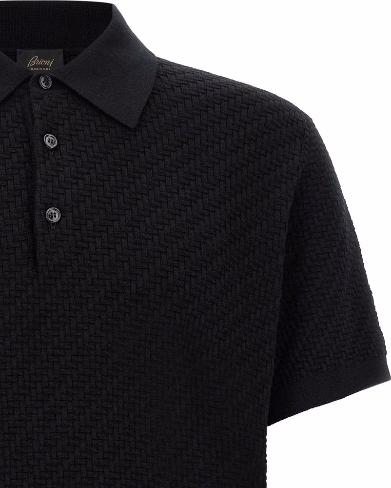 Brioni Black Cotton Polo Shirt